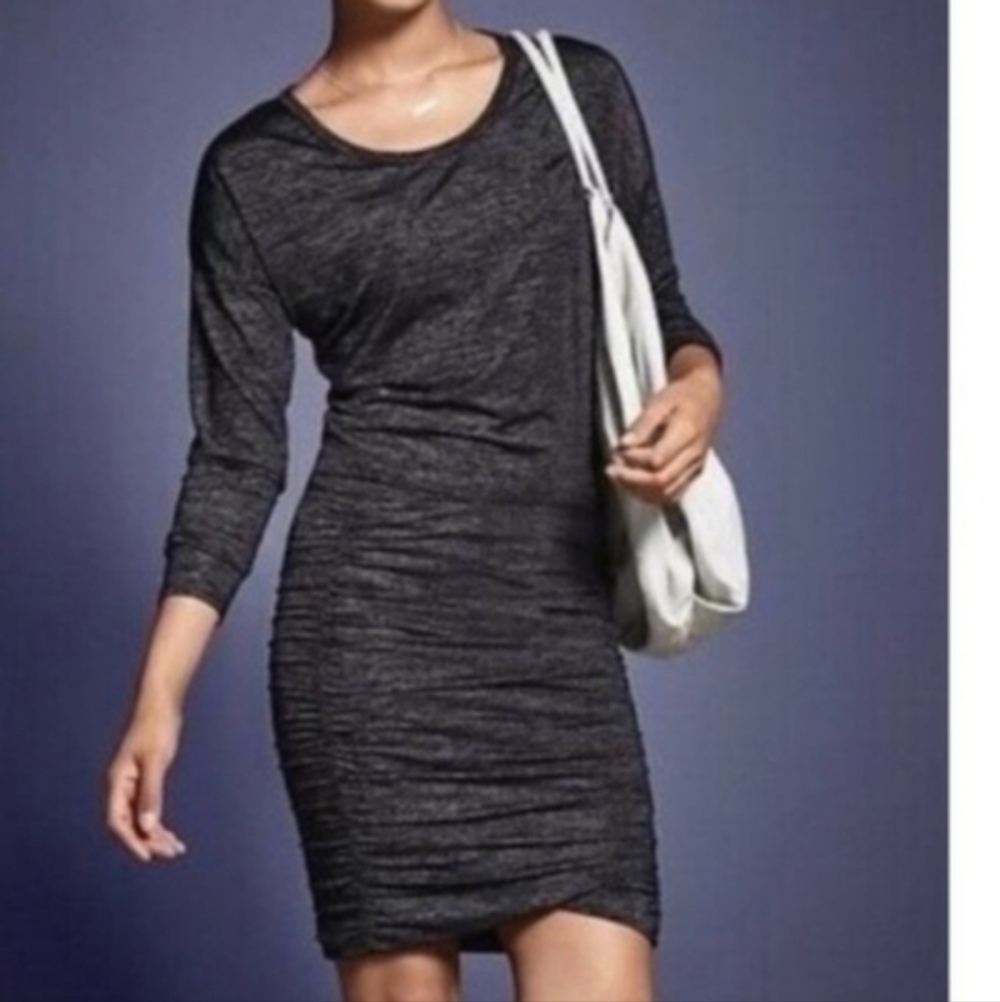 Athleta Tulip Long Sleeve Dress Heathered Black Gray
